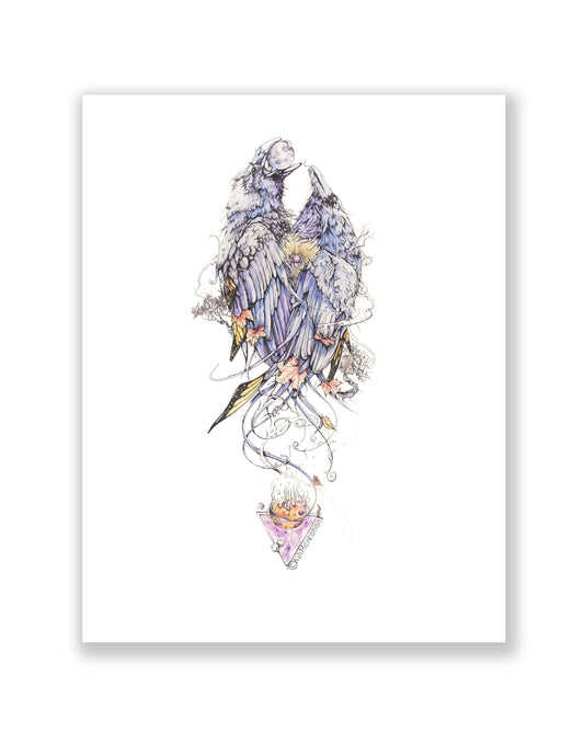 Moon Raven art print 9x11in